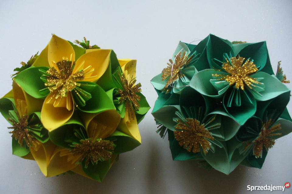 BOMBKI OZDOBY ŚWIĄTECZNE DEKORACJAORIGAMI KUSUDA