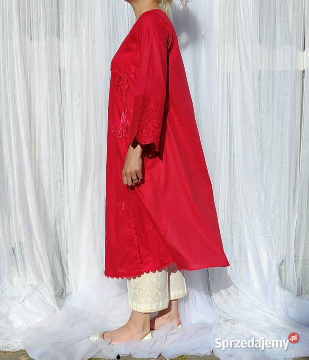 Długa tunika indyjska M 38 różowa bawełna boho Rozmiar 38(M) Szczecin sprzedam