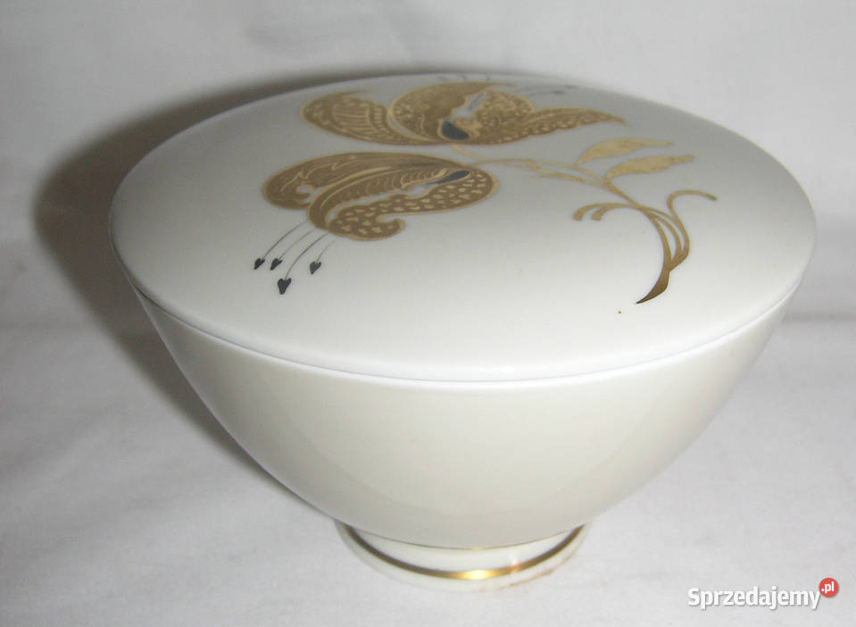 bomboniera vintage złota lilia SchaubachDd dolnośląskie Bartków