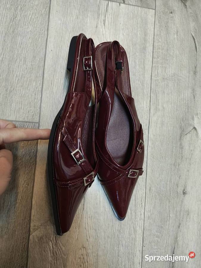 43 Bordowe baleriny wieczorowe z odkrytą piętą Kraków sprzedam