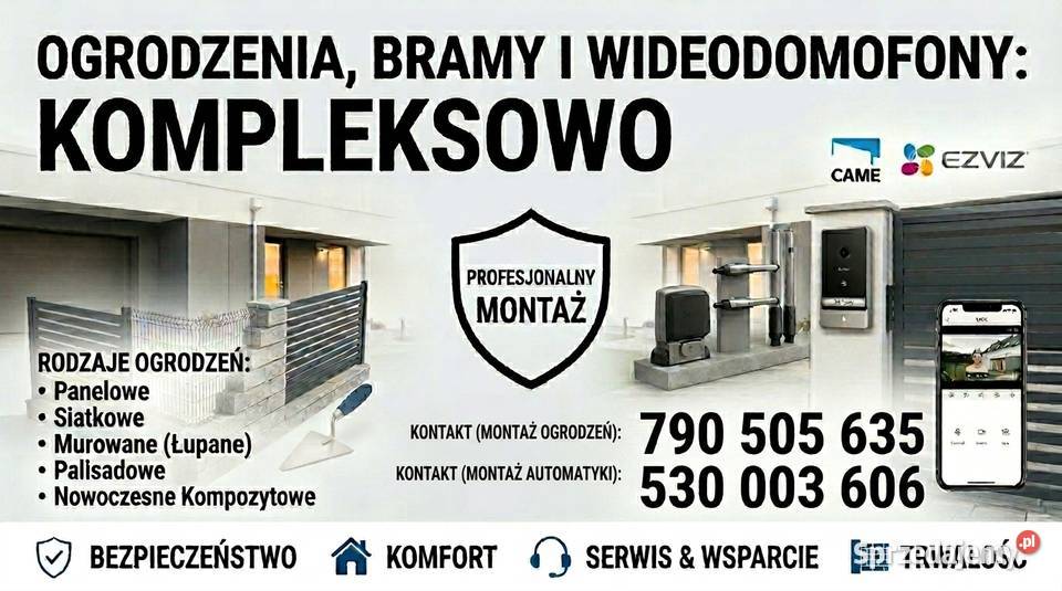 Montaż napędów do bram i wideodomofonów CAME Pozostałe usługi