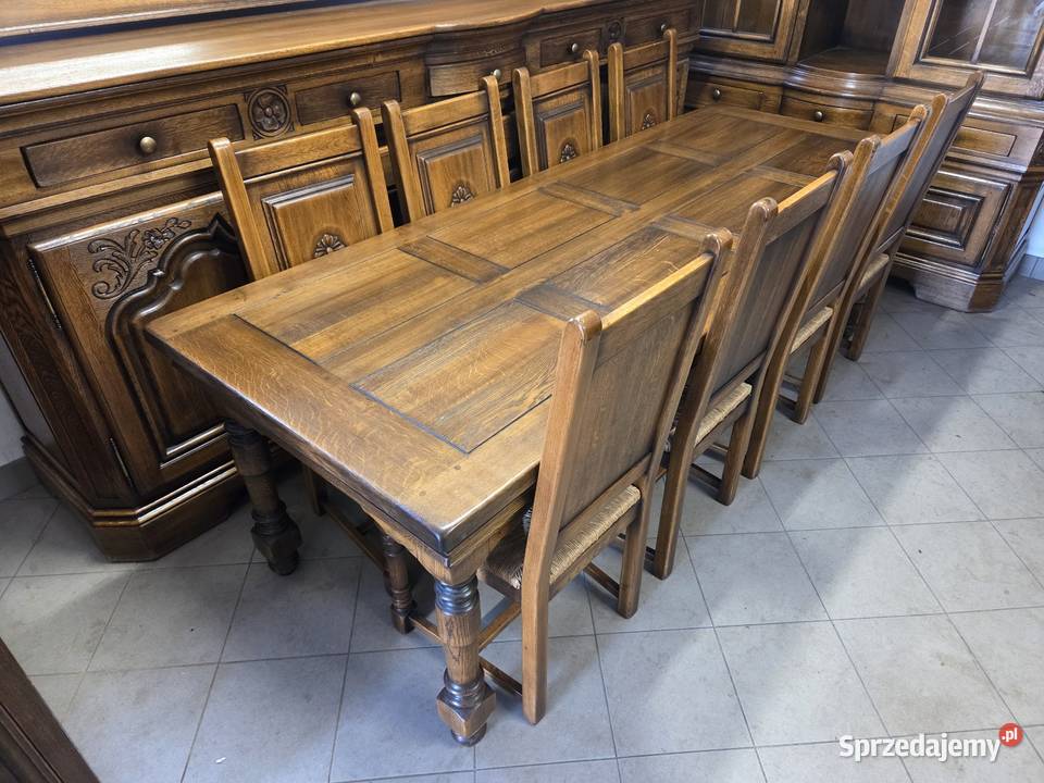 Zestaw 100 dębowy do jadalni komoda lustro Kleczew
