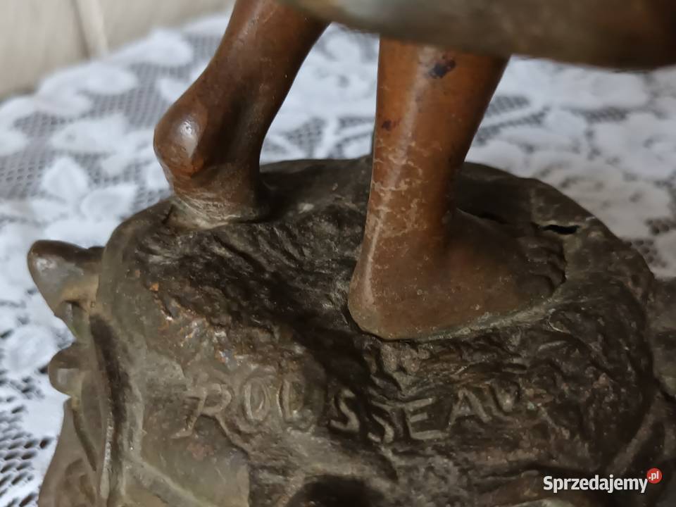 Kobieta ROUSSEAU figurka Cynkal brązowiony Antyki, Sztuka, Kolekcje