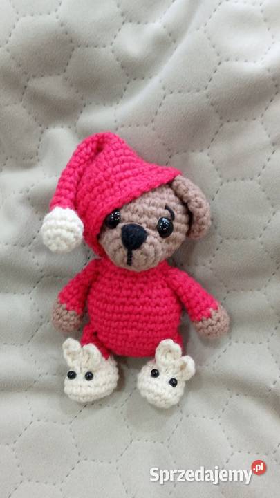 Miś w piżamce wykonany na szydełku łódzkie Łask