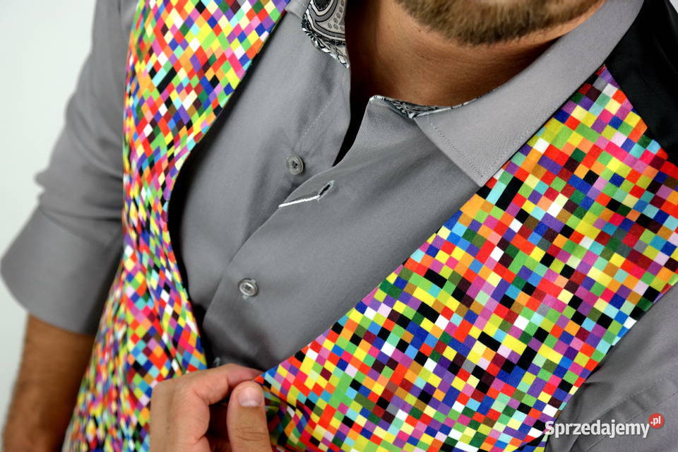 GIOVANNI PERA Kamizelka Męska D608 piksele różne Odzież codzienna Odzież codzienna Ostrów Wielkopolski sprzedam