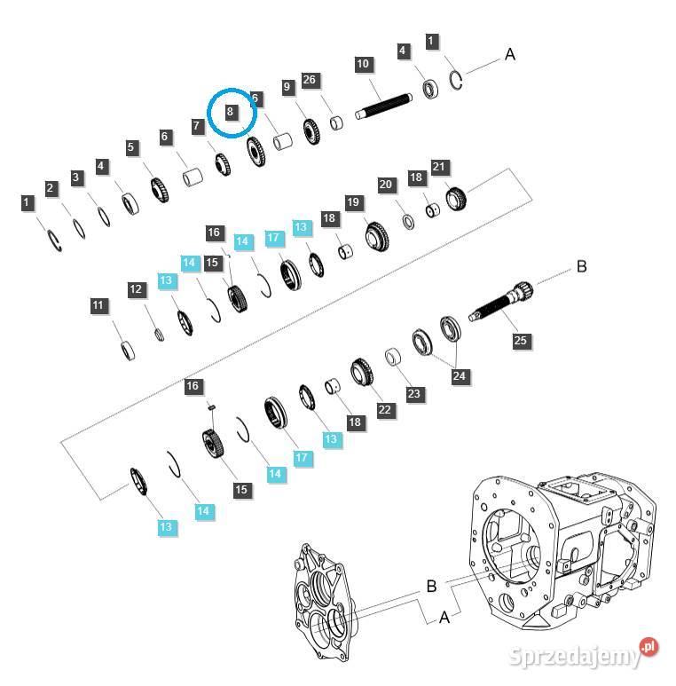 Tryb czwartego biegu TRG281 LS Tractor 40009801 Tajęcina