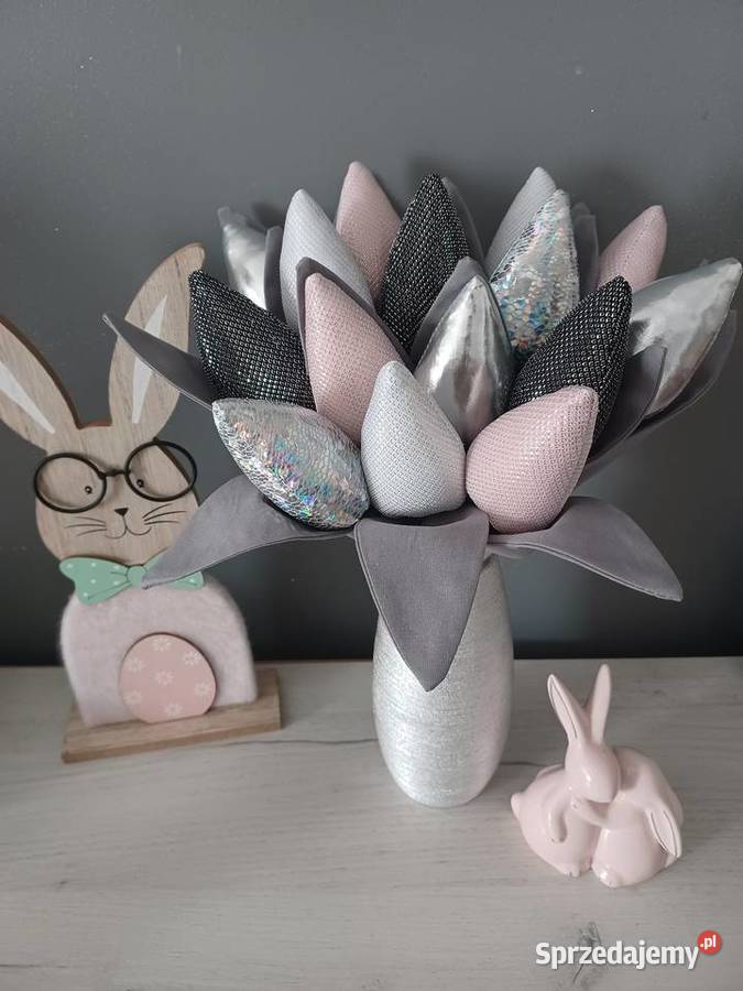 Tulipany glamour błyszczące z materiału prezent Dekoracje i ozdoby sprzedam