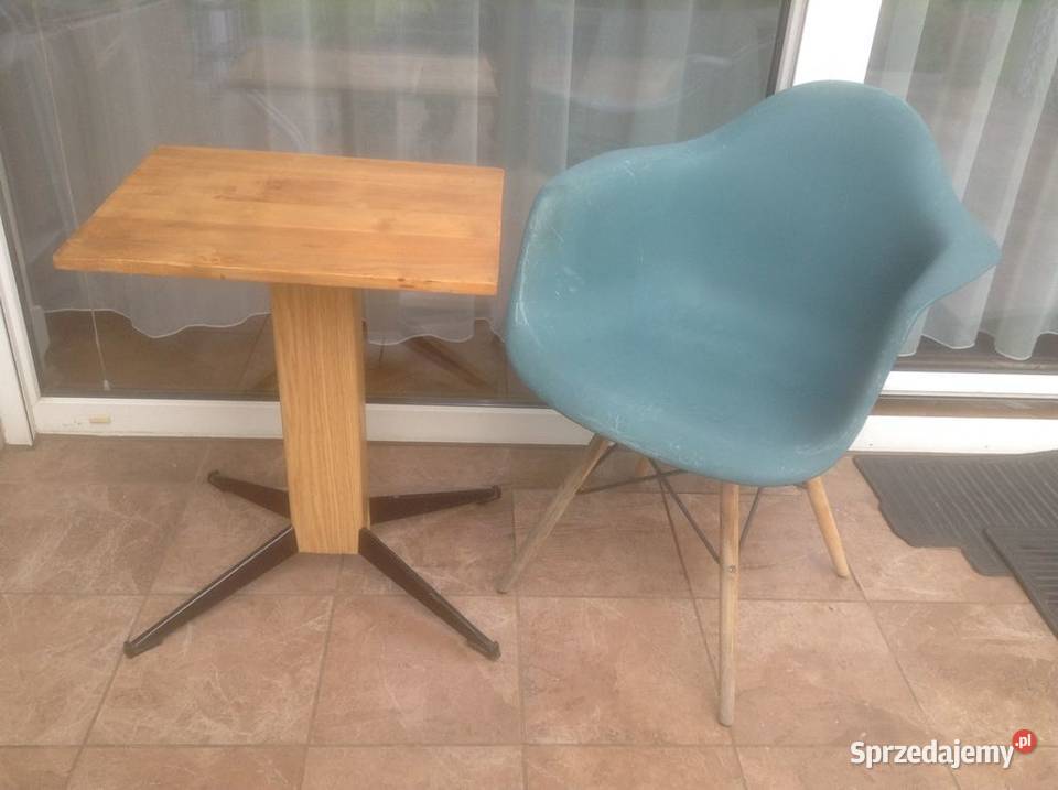 Stolik z drewnianym blatem na metalowym 65cm Opole