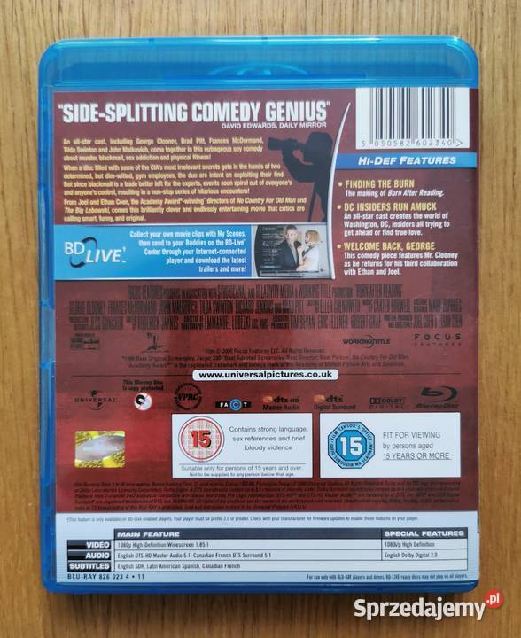 Burn After Reading Tajne Poufne Bluray En 2008 Parzęczew sprzedam
