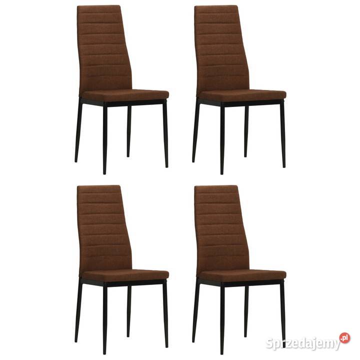 vidaXL Krzesła stołowe 4 brązowe obite tkaniną