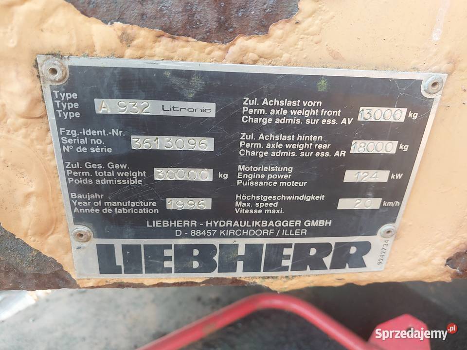 KOPARKA KOŁOWA 30T LIEBHERR A932 LITRONIC D914TI tak wielkopolskie Pleszew