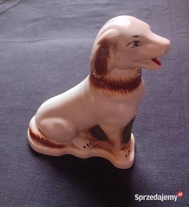Porcelanowa figurka pies seter Około połowy XX w Koźminek