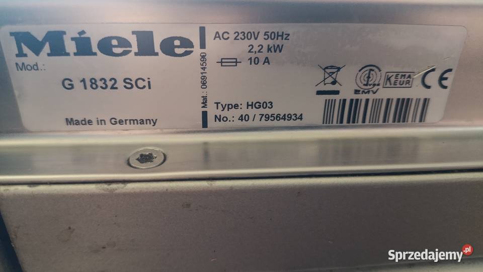 Zmywarka Miele G 18 32 SCI uszkodzona do zabudowy dolnośląskie Oleśnica sprzedam