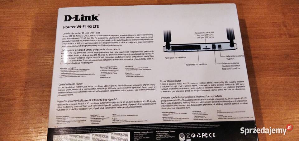 Router WiFi LTE 4G DWR921 Pozostałe
