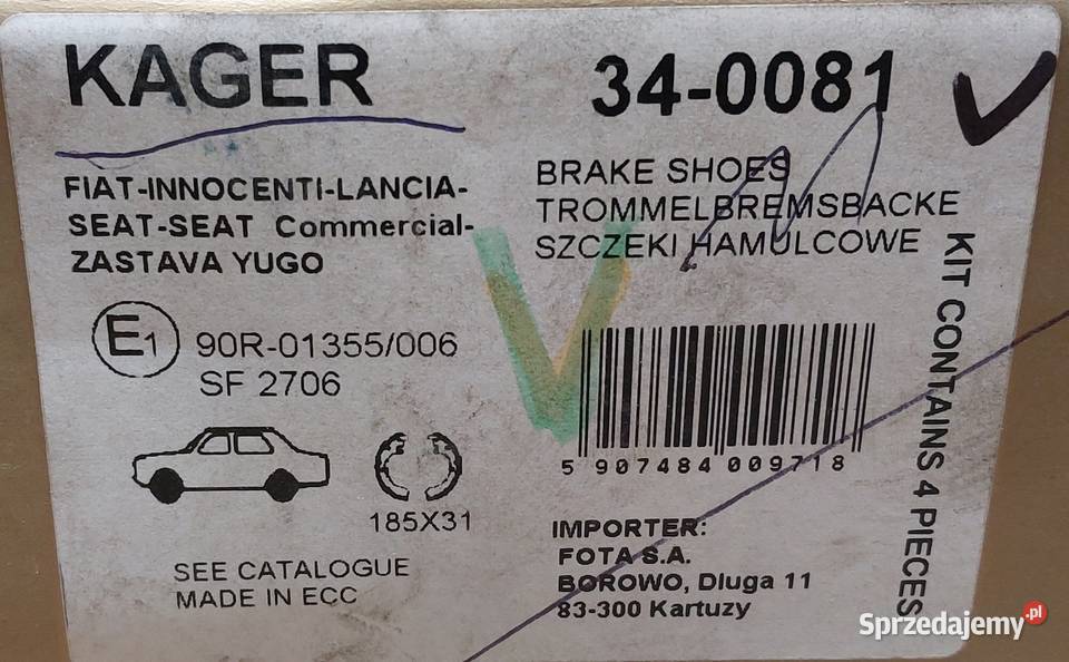 SZCZĘKI HAMULCOWE FIAT CINQUECENTO SEICENTO SEAT Mielęcin