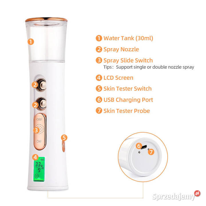 Parownica nawilżająca do twarzy z dwoma dyszami Zawiercie