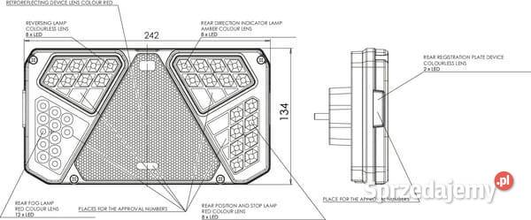 Lampa tylna zespolona LED lewa prostokątna 1224V