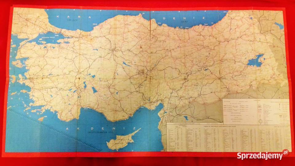 Piękna dekoracyjna mapa Turcji z 1969r Warszawa