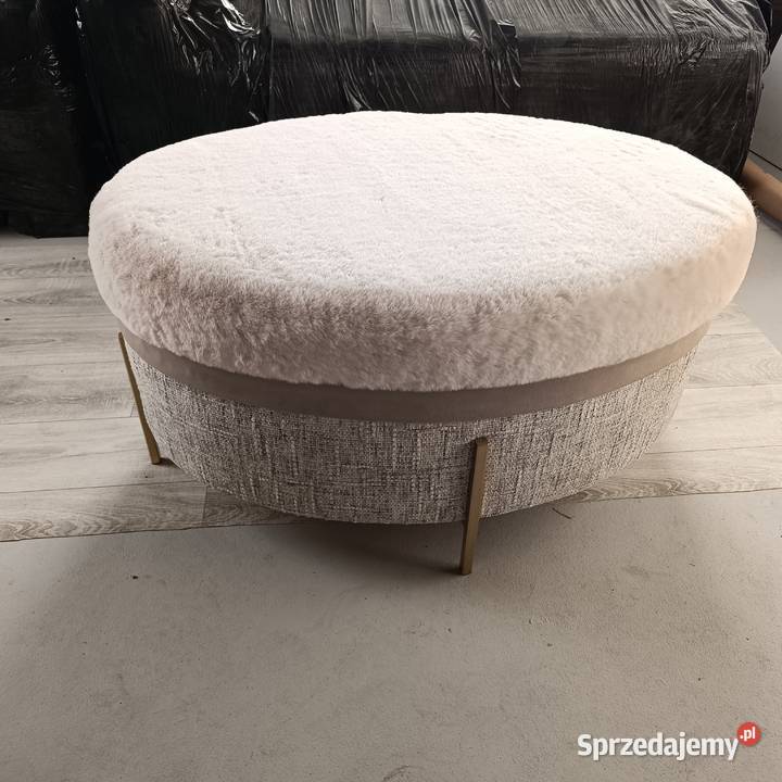Pufa beż krem futro złote nóżki Sierpc