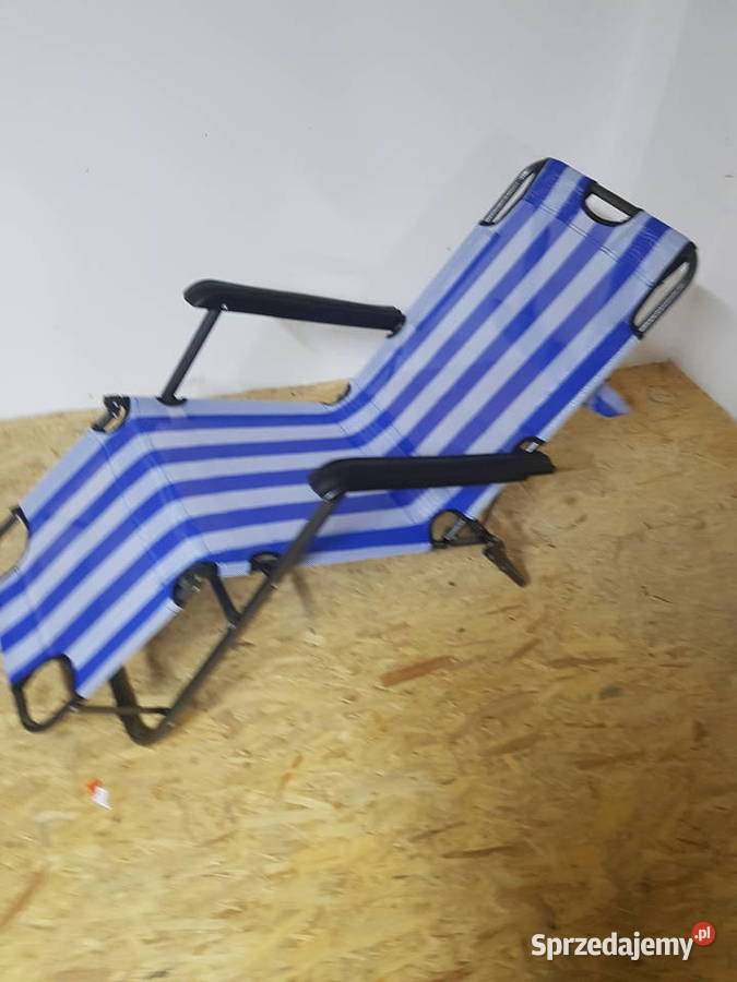 SKŁADANY MOCNY LEŻAK FOTEL OGRODOWY PODUSZKA