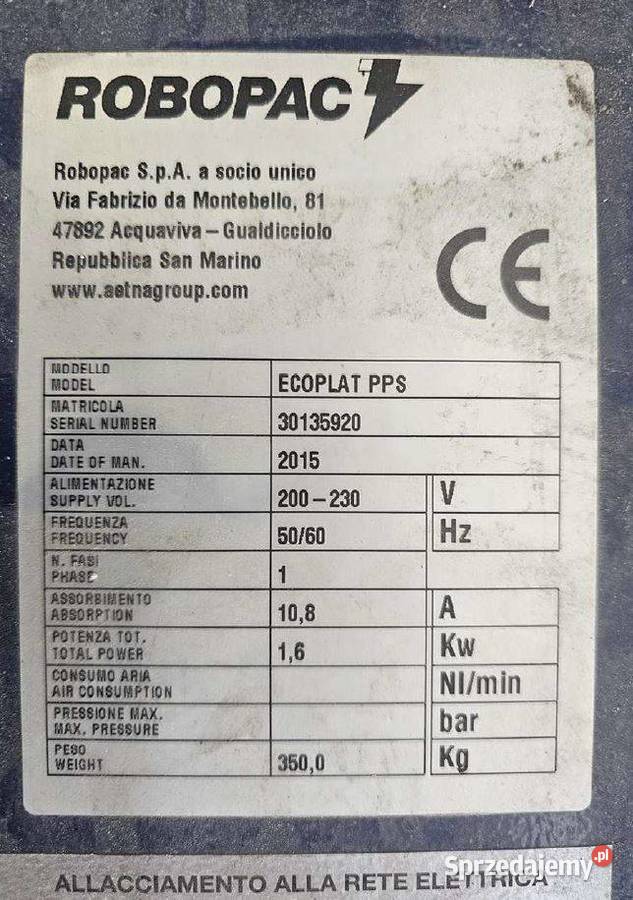 Syndyk sprzeda owijarkę ROBPAC ECOPLAST PPS małopolskie Brzezie