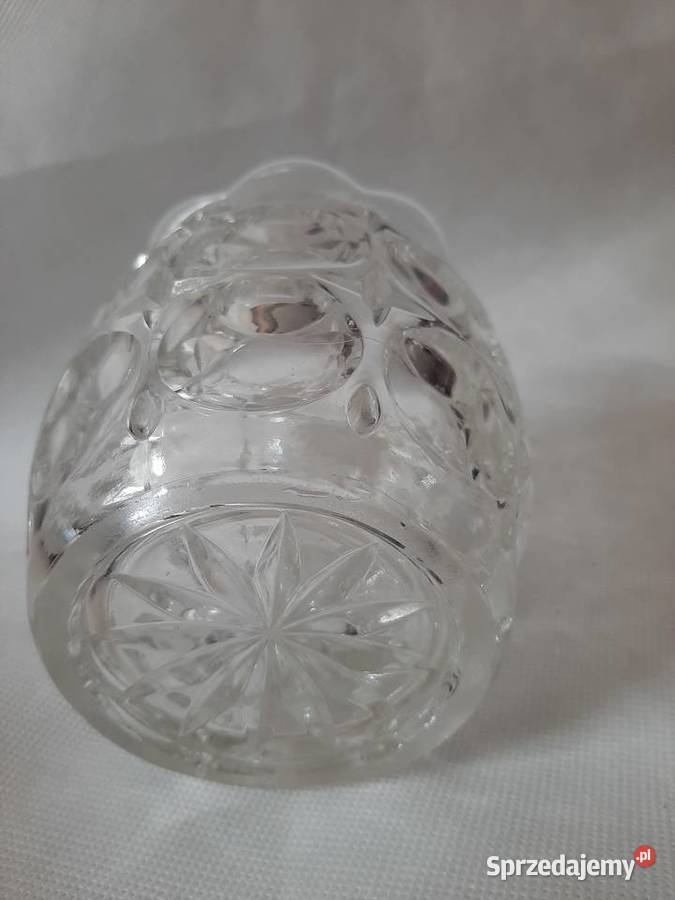 Śliczny stary wazon z grubego masywnego szkła Porcelana i szkło Inowrocław