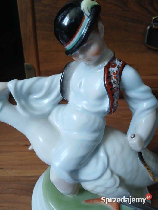 Figurka chłopaka na łabedziu Herend recznie Kraków