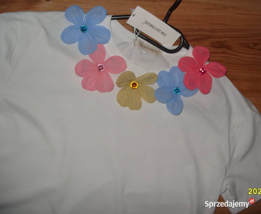 kolorowe kwiatki 3D KRYSZTAŁKI r LXL tshirt Rawicz sprzedam