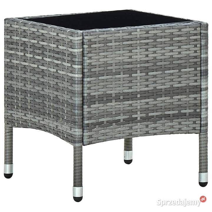 vidaXL Stolik ogrodowy szary 40 x 40 x 45 rattan Pozostałe Warszawa