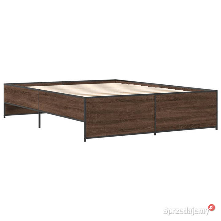 Rama łóżka brązowy dąb materiał drewnopochodny