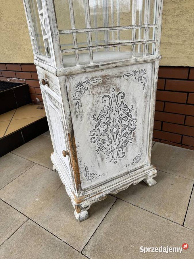 Lampion szafka schaby chic witrynka drewniana Sulbiny