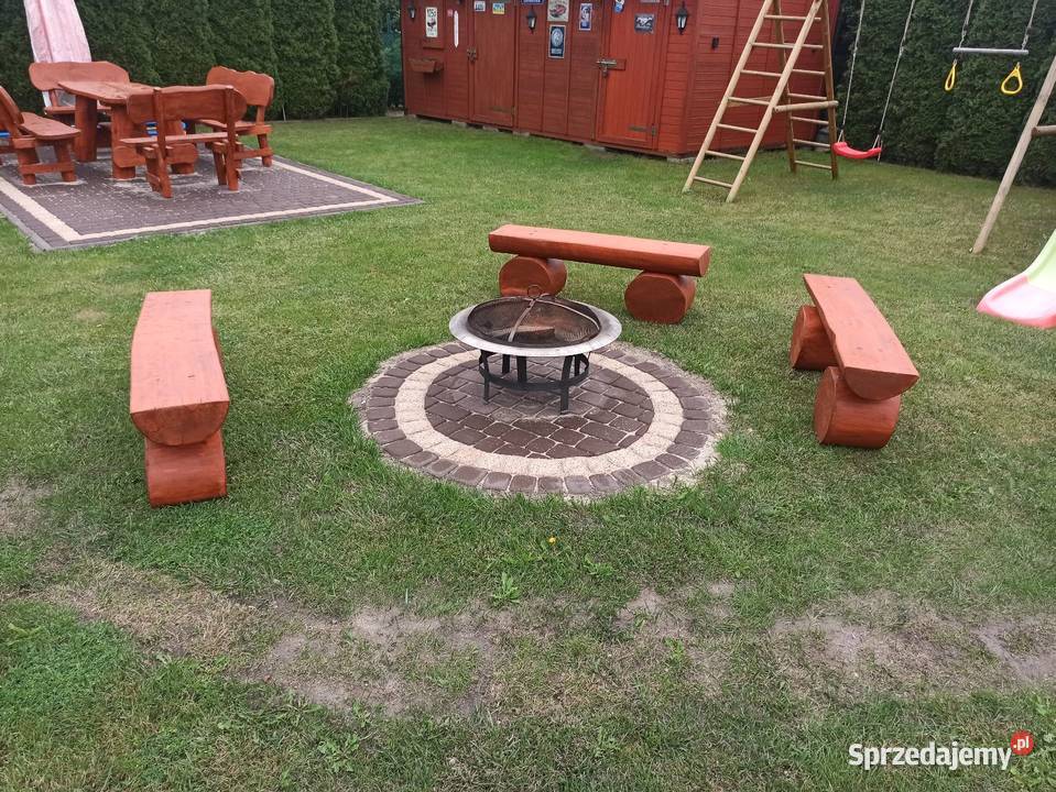 Ławka z bala biesiadna do ogniska Ławki Woźniki