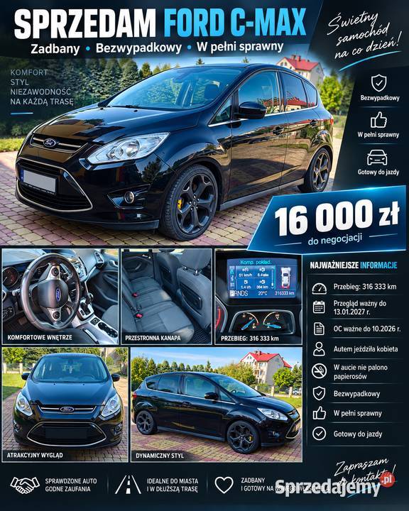 Ford C 20 Diesel 140 Automat 2011 Bezwypadkowy C-MAX Kryłów