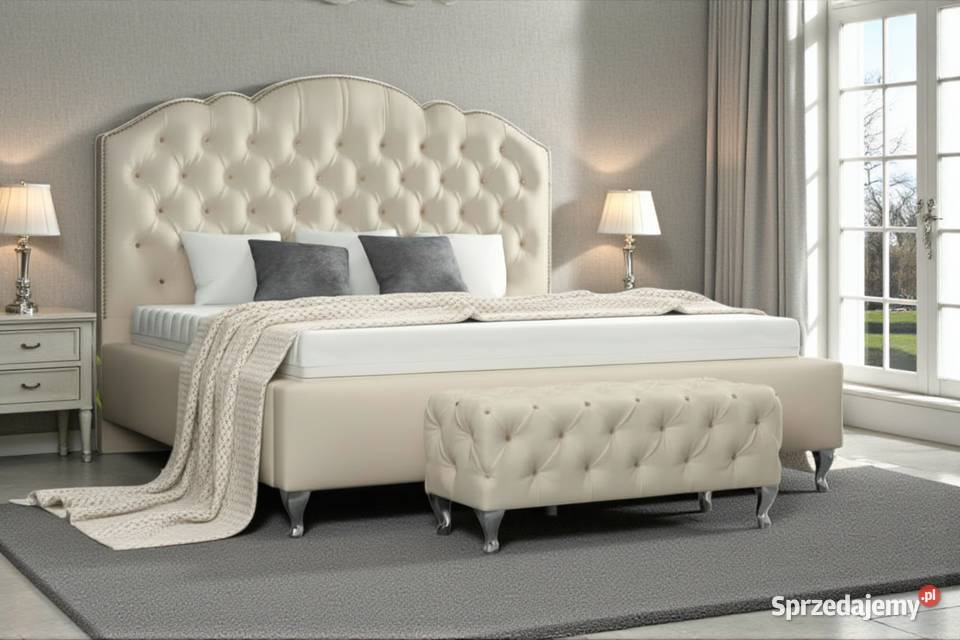 Łóżko Boss 160x200 białe glamour stelaż pojemnik 222cm Łóżka Kraków sprzedam