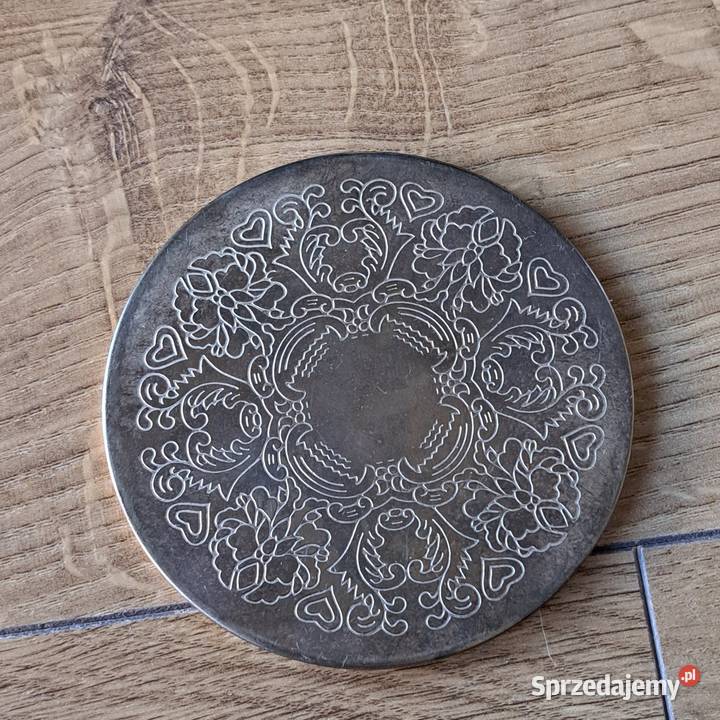 Komplet metalowych podkładek vintage grawerowane Domaszczyn