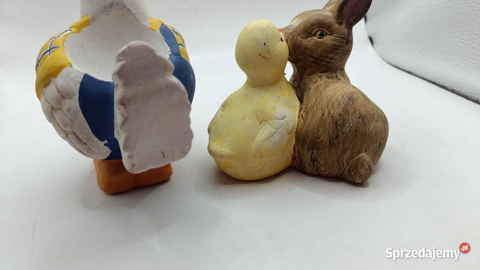 Figurki ceramiczne ptaki kogut kurczak i królik Figurki i rzeźby Zamość