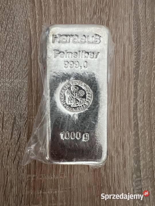 Sztabka srebra Heraeus 1 oryginał Bytom