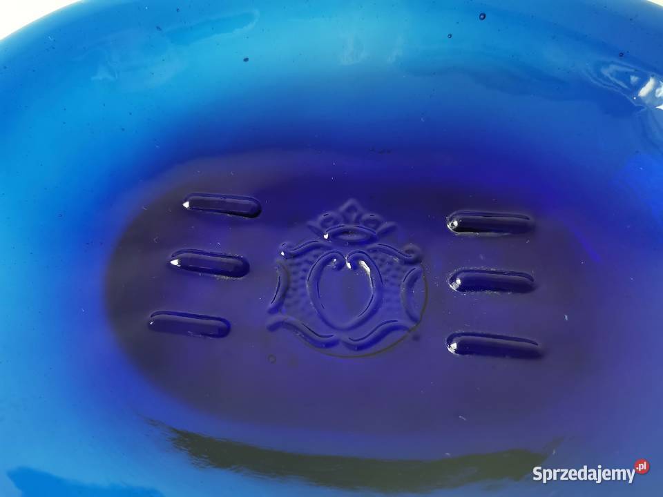 Stara niebieska mydelniczka szkło kobaltowe Katowice
