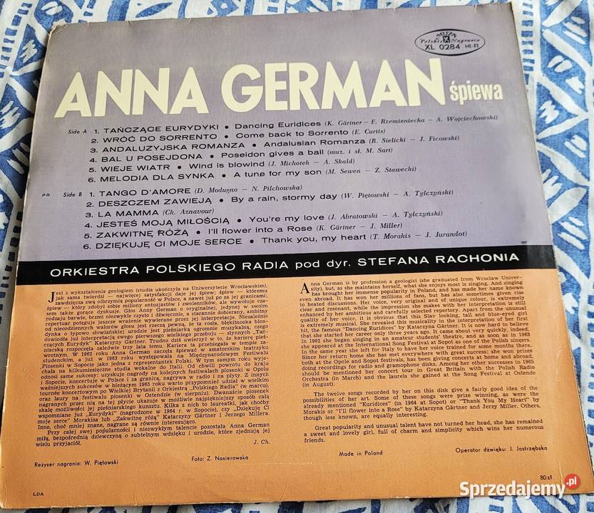 Anna German Tańczące Eurydyki płyta z roku 1966 Chełmno