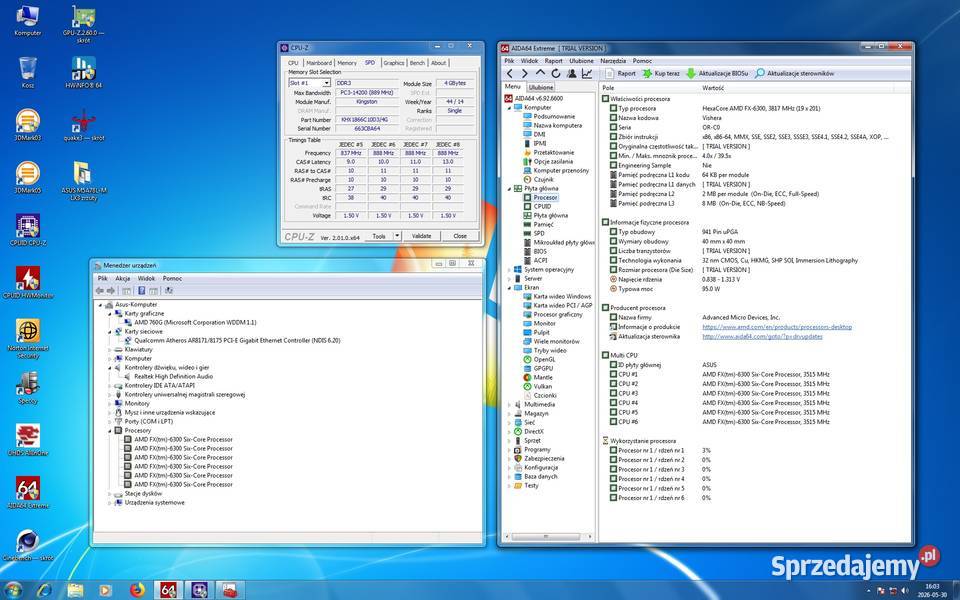 ASUS M5A78LM LX3AMD FX6300 3541GHzRAM 2x4GB DDR3 Cielądz