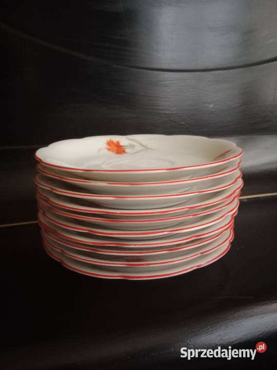 Zestaw 10 Talerzyków Giesche Śląska Porcelana Ruda Śląska