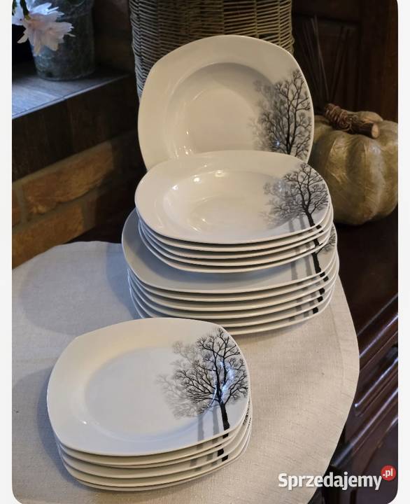 159 Zestaw 18 sztuk talerzy drzewa Talerze i talerzyki śląskie Zabrze