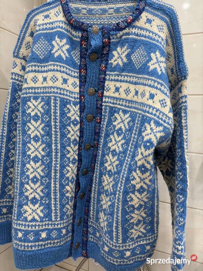 Wełniany Sweter własnoręcznie wykonany Rozpinane  Rewal