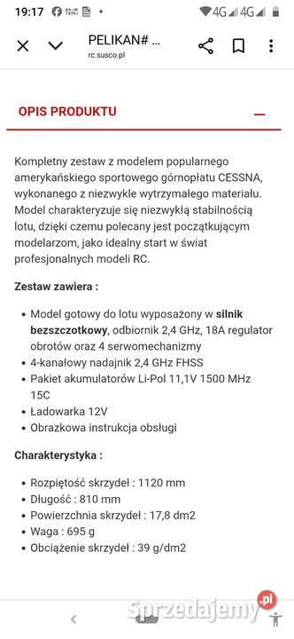 Samolot zdalnie sterowany RTF Cessna 480 Dębowiec