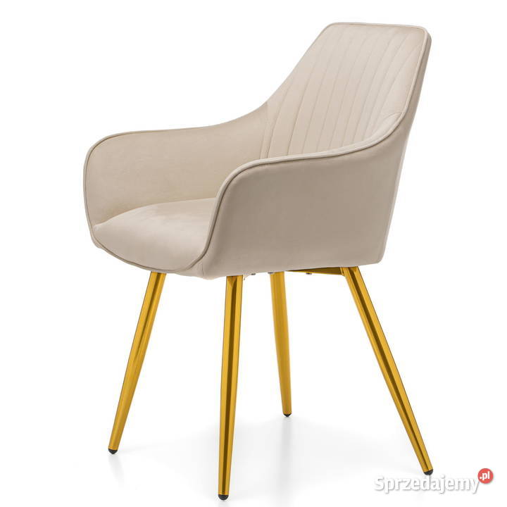 Beżowe Krzesło Passo Złote Nogi Wysyłka 24H Tarchały Małe