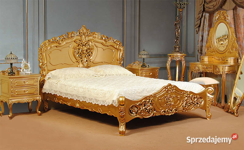 Nowe stylowe łóżko złote 160x200 cm barok rokoko 78269
