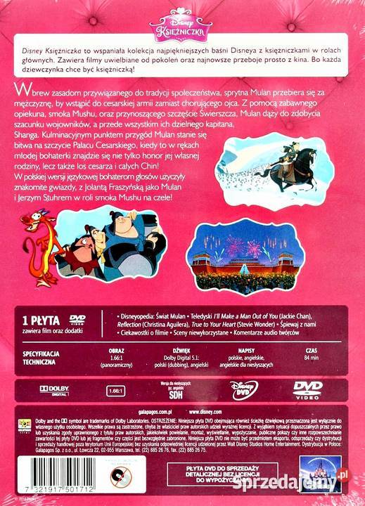 MULAN 1 2 DISNEY KSIĘŻNICZKA PAKIET 2 FILMÓW Kalisz sprzedam