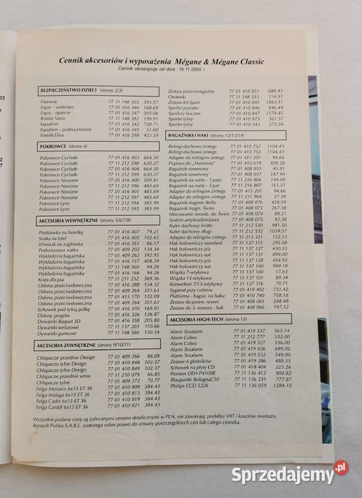 Katalog Akcesoria Renault Megane Classic lubelskie Puławy