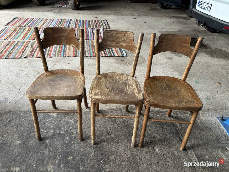 stare krzesła PRL gięte i inne vintage meble Kosianka-Trojanówka