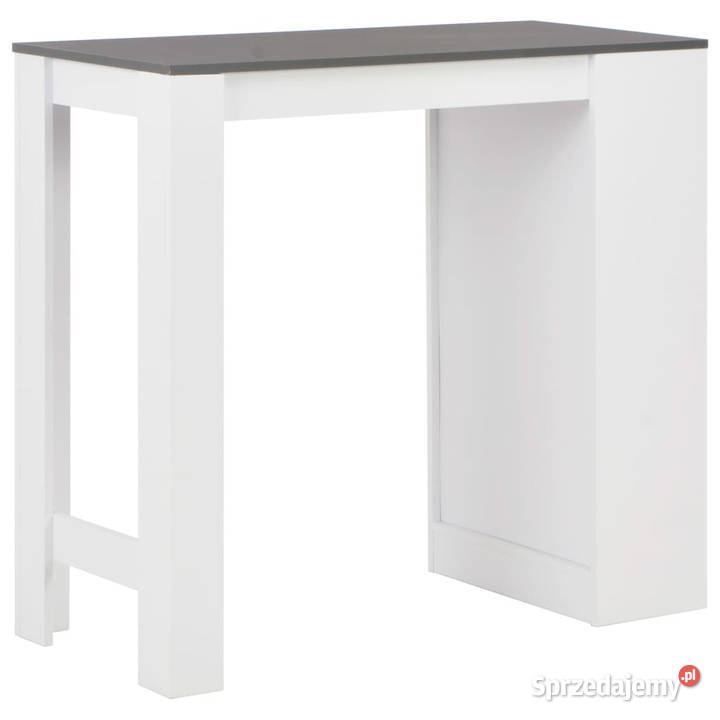Stolik barowy z półkami biały 110 x 50 x 103